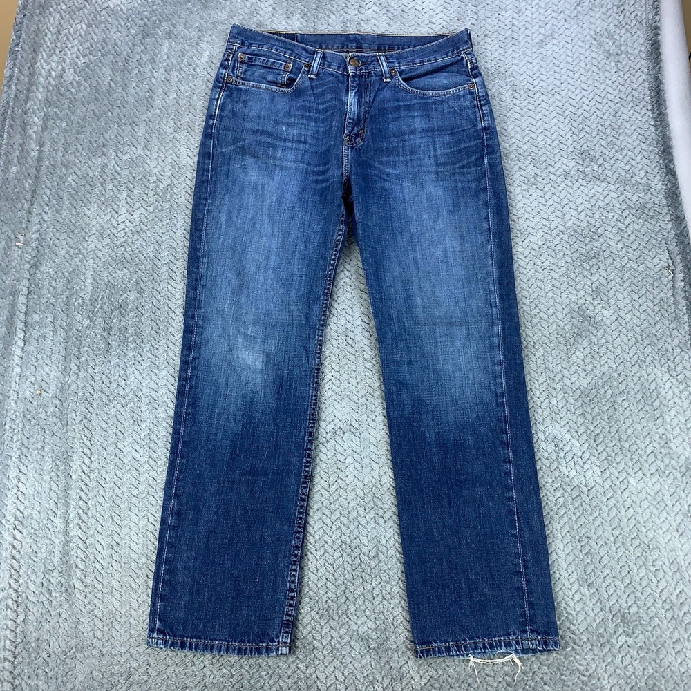 Levi's 514 Jeans Men 34x30 (Fits 33x29) Blue Straight Fit Slim Denim Distressed